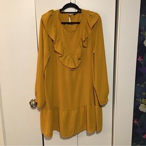 BooHoo Ruffle Dress / Top Mustard/Gold Size 2X Preowned